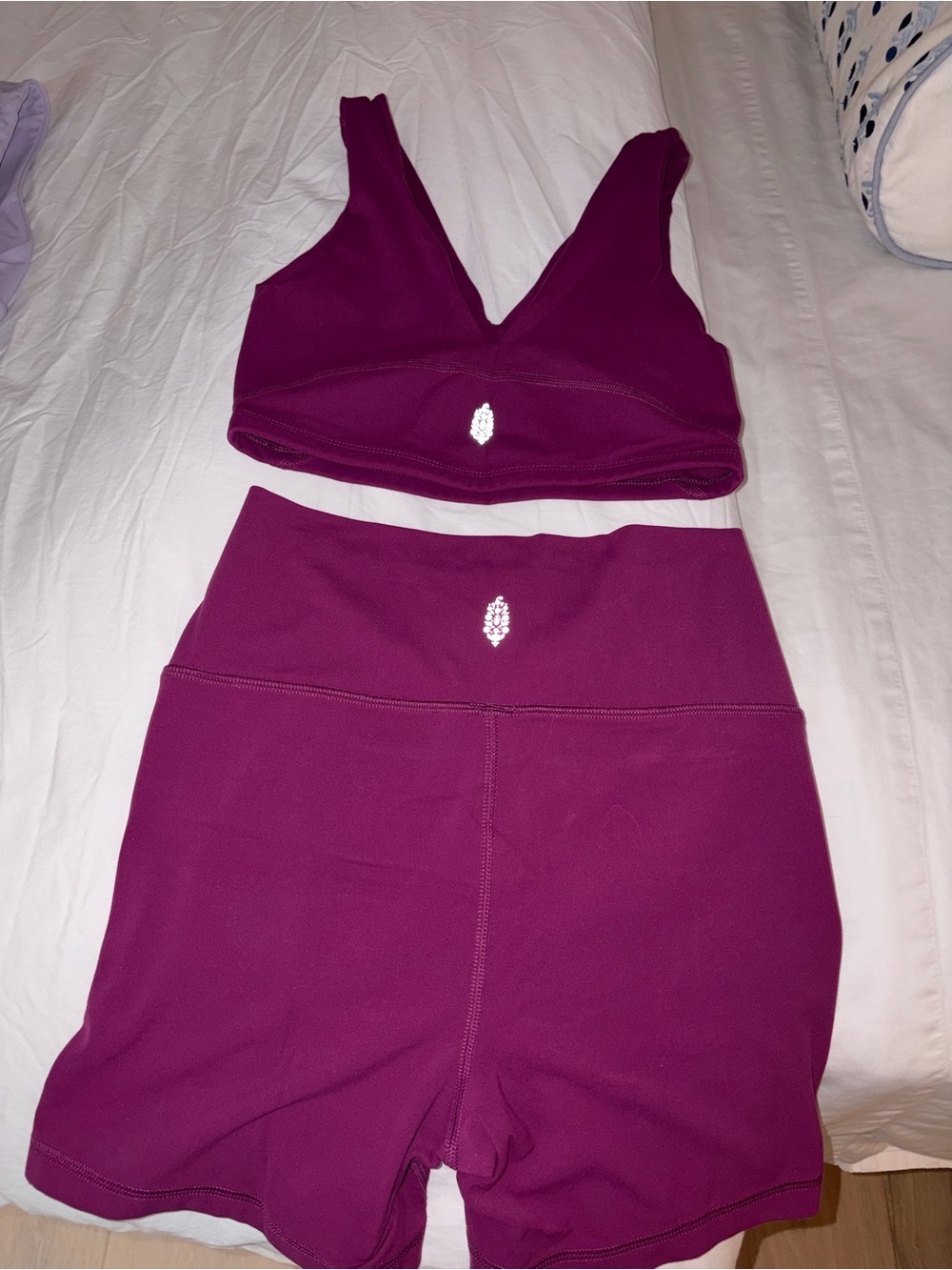 FP Movement by Free People Plum V-Neck Sports Bra & High-Rise Shorts